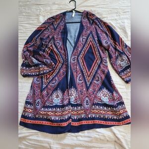 Xhilaration Navy and Red Patterned Top